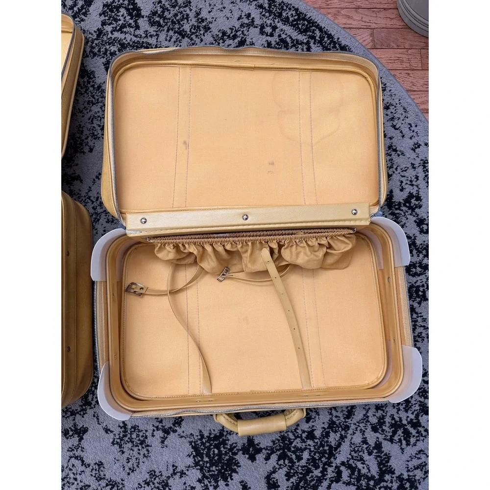 Vintage American Tourister ESCORT Suitcase Set 2pc Mustard Yellow Retro 70s MCM